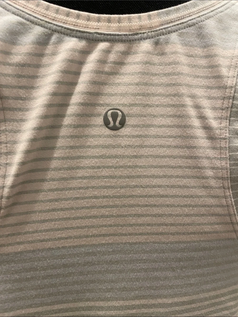 lululemon athletica White & Light Gray Striped Scoop Tank